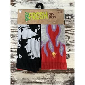 Mens Crew Socks 5 Pack Fire Checkered Themed Size 6 To 12 Novelty Gift